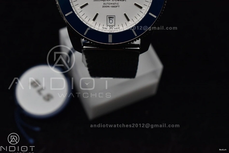 SS II White SuperOcean Blue Ceramic Bezel 42mm on SS Mesh A2824 Dial BLSF Bracelet Heritage 1115